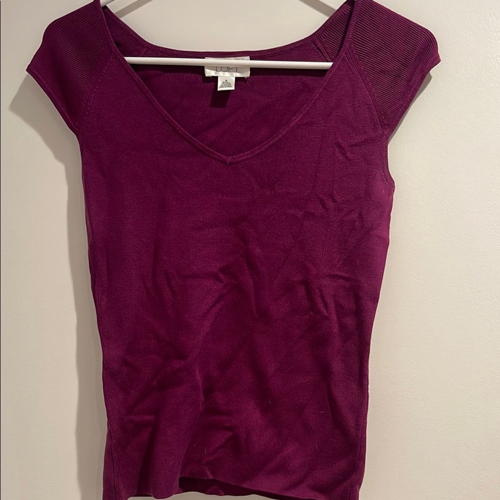 LOFT Red Fitted Short Sleeve Tee